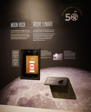 The Canadian Apollo 17 moon rock on display at the Canadian Museum of Nature, where it will remain until at least Oct. 25.