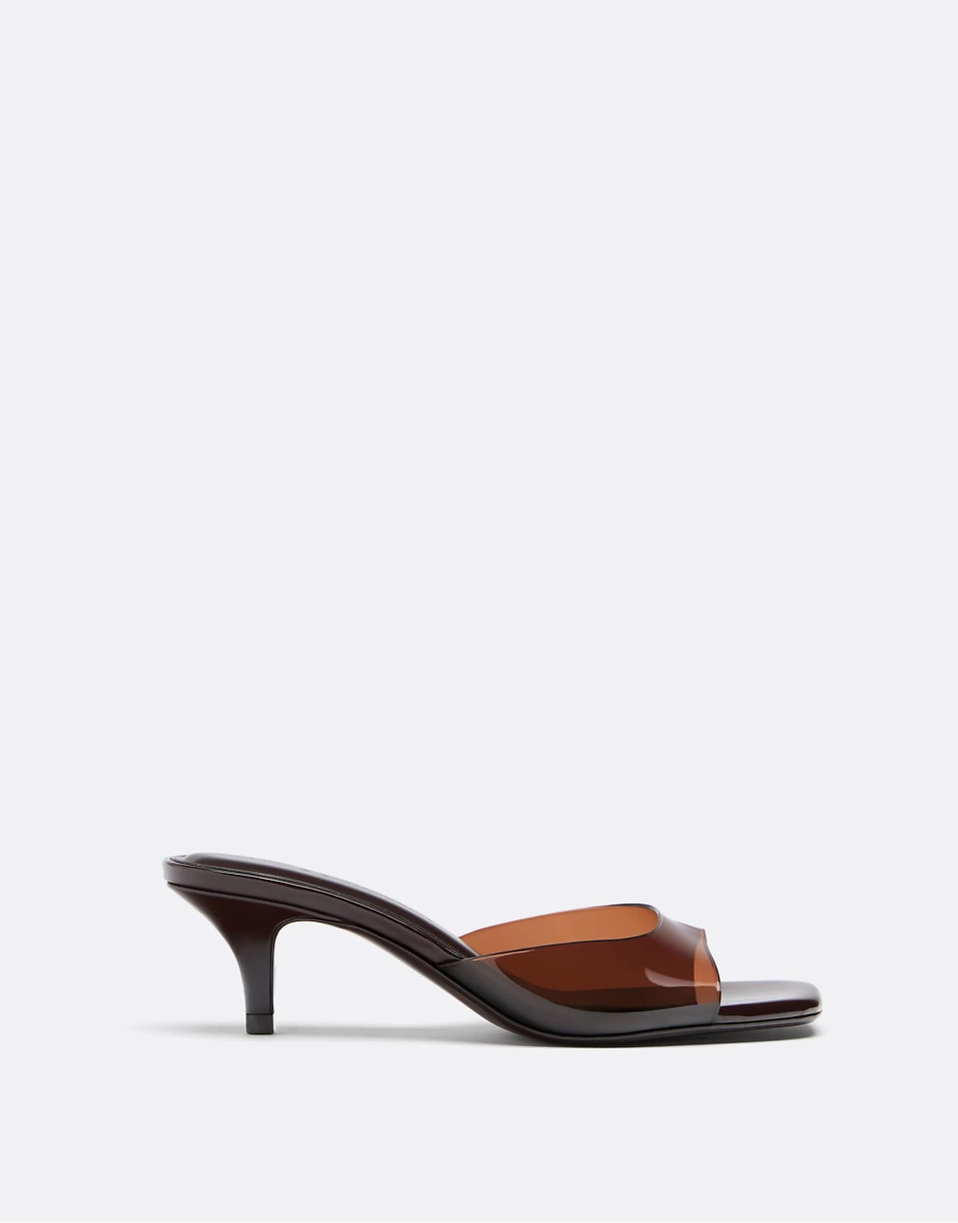 Stradivarius Kitten Heel Sandal in Clear Brown in Brown