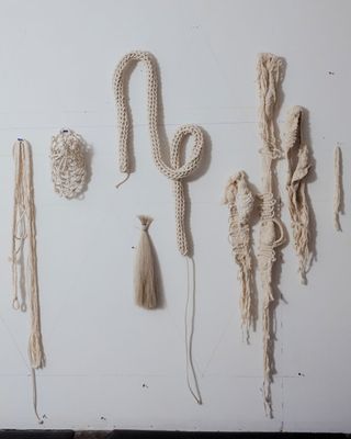 Texture samples in Tanya Aguiñiga’s studio
