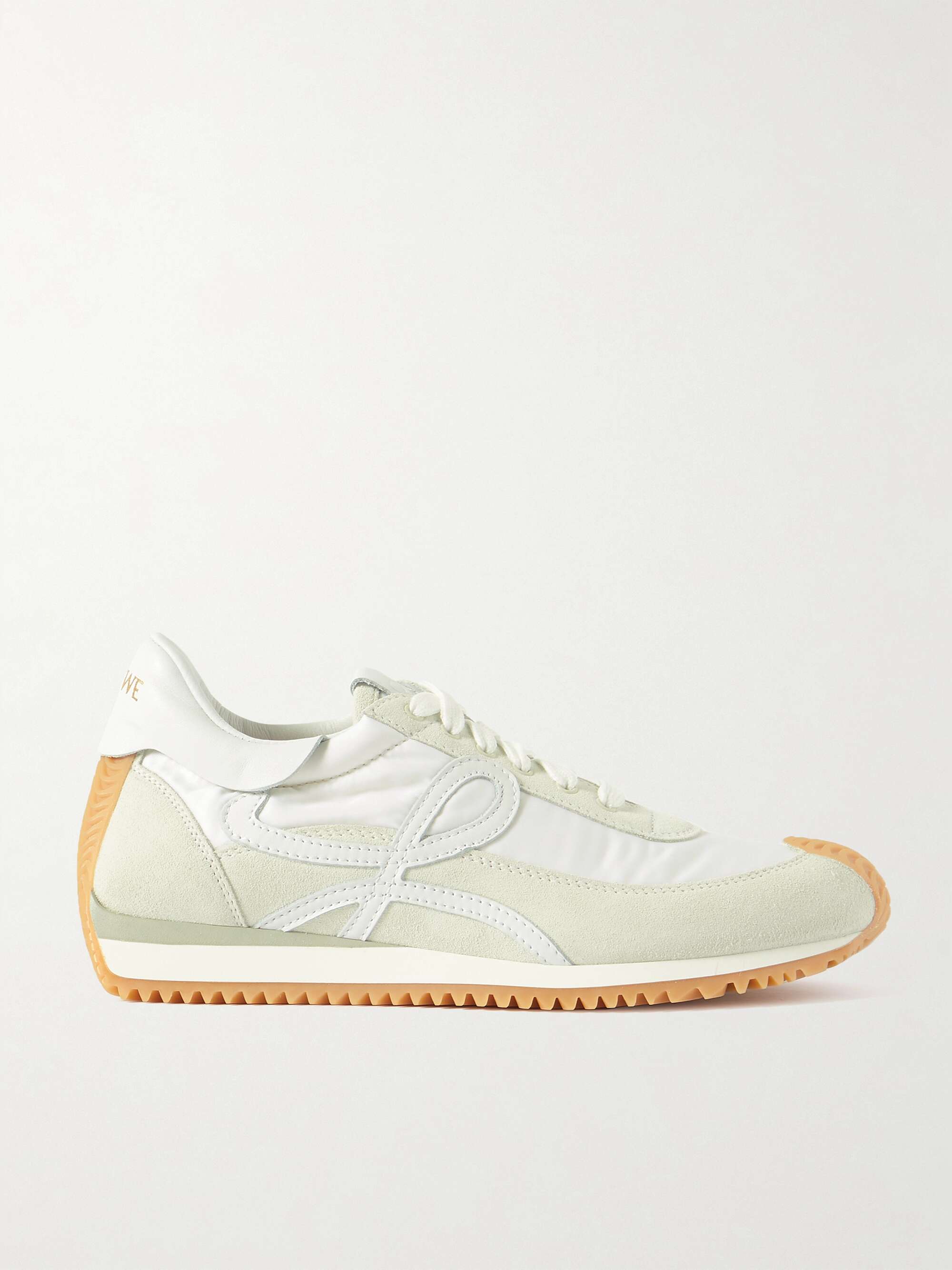 Flow Logo-Appliquéd Shell, Leather and Suede Sneakers