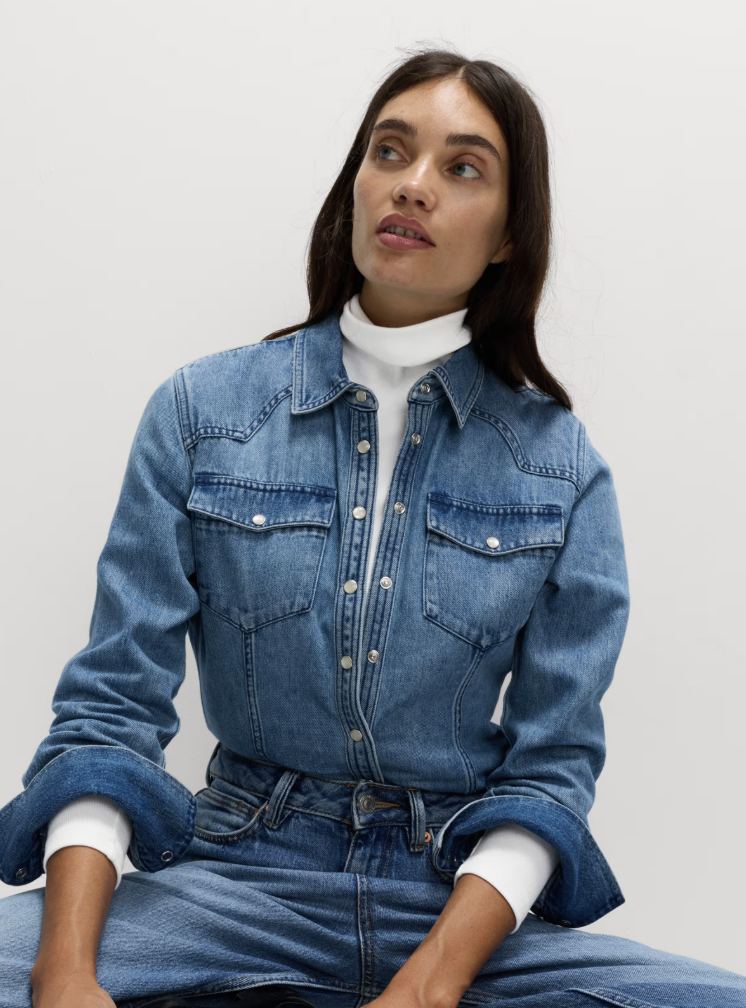 Cotton Rich Ribbed Funnel Neck Top