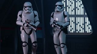 Stormtroopers avoiding Kylo Ren in The Force Awakens