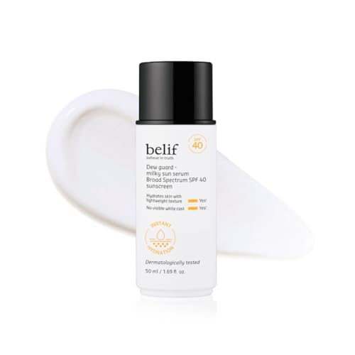 Belif Milky Niacinamide Sunscreen Spf 40 – Lightweight & Invisible Sun Serum for Face With 7 Types of Hyaluronic Acid | No White Cast, Non-Comedogenic, Hydrating, Makeup-Gripping Primer (1.69 Fl.oz)