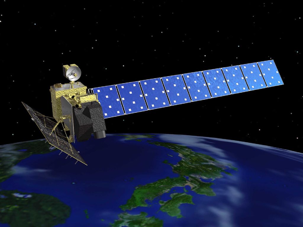 Artist&#039;s concept of Japan&#039;s Advanced Land Observing Satellite (ALOS), also known as Daichi.