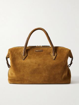 Perriand City Medium Braided Leather-Trimmed Suede Tote