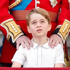 london, united kingdom june 08 embargoed for publication in uk newspapers until 24 hours after create date and time prince george of cambridge watches a flypast from the balcony of buckingham palace during trooping the colour, the queens annual birthday parade, on june 8, 2019 in london, england the annual ceremony involving over 1400 guardsmen and cavalry, is believed to have first been performed during the reign of king charles ii the parade marks the official birthday of the sovereign, although the queens actual birthday is on april 21st photo by max mumbyindigogetty images