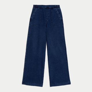 M&S Denim Elasticated Waist Wide Leg Trousers