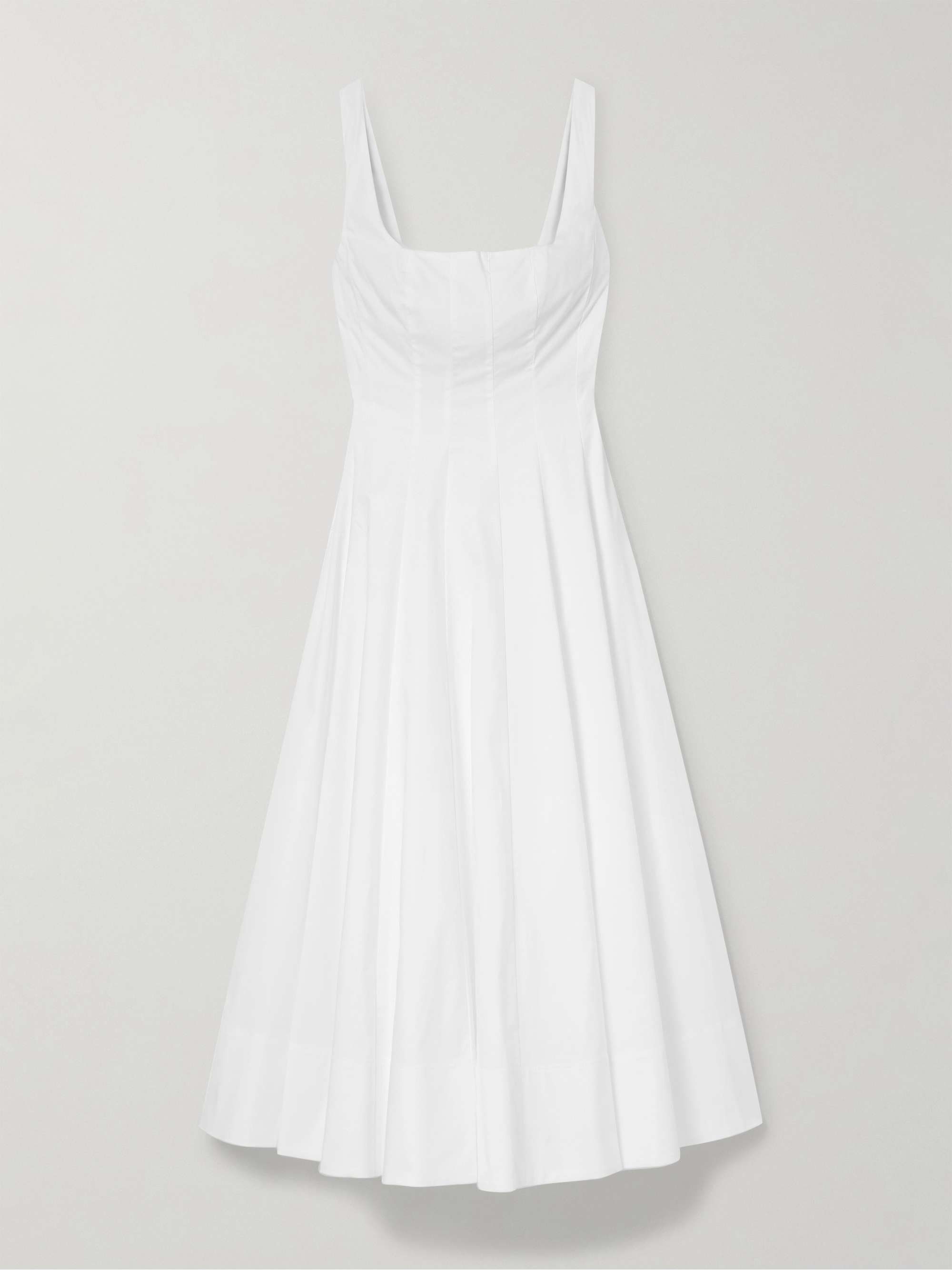 Wells Pleated Cotton-Blend Poplin Midi Dress