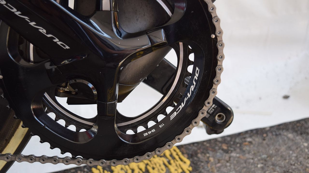 Mollema's Trek was equipped with a 58T outer chainring