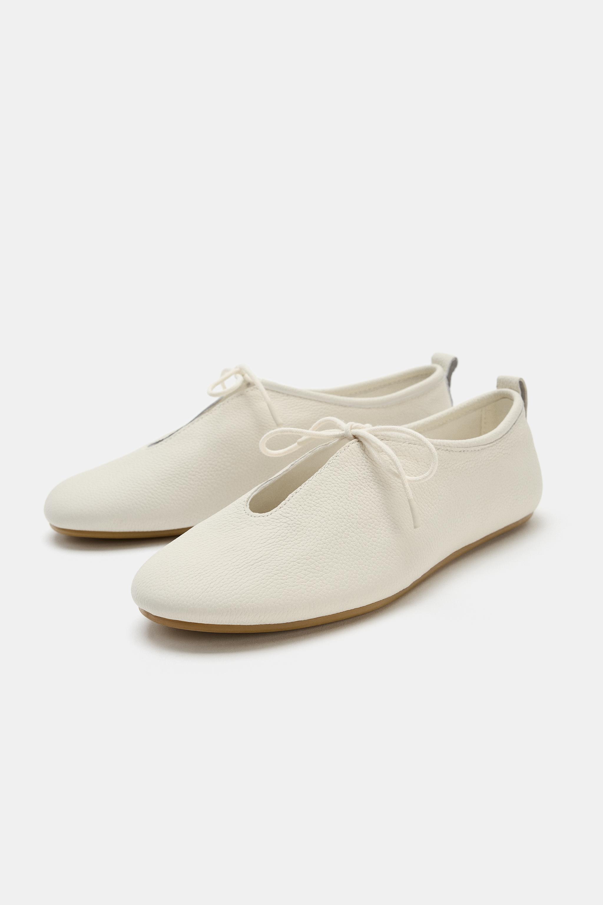 Lace-Up Leather Flats