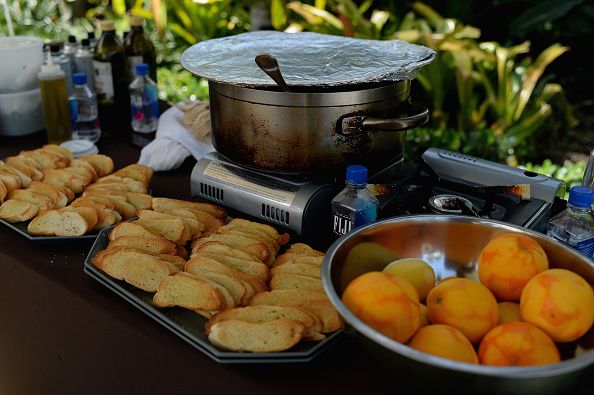 Food on a table.