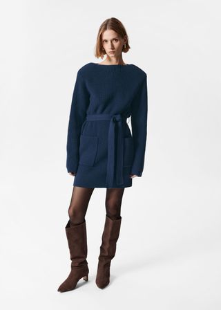 Belted Wool Mini Dress