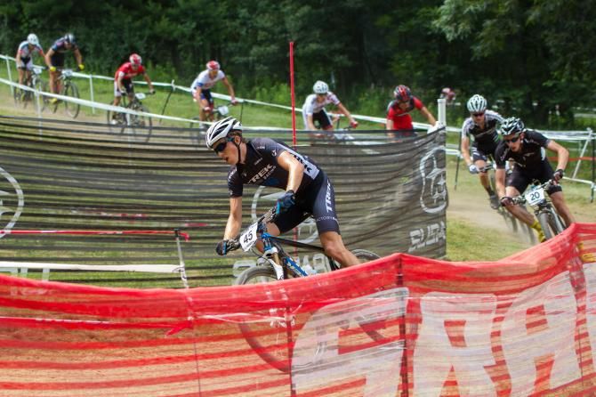 Russell Finsterwald moves up to the lead of the pack.