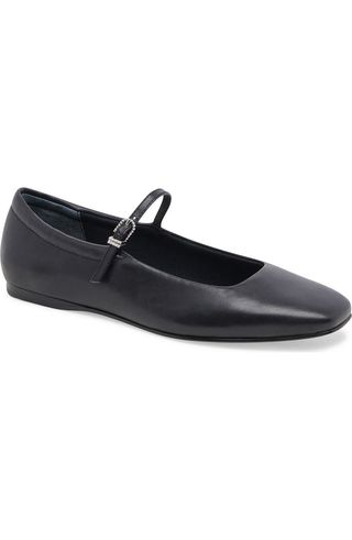 black Mary Jane flats with a thin strap