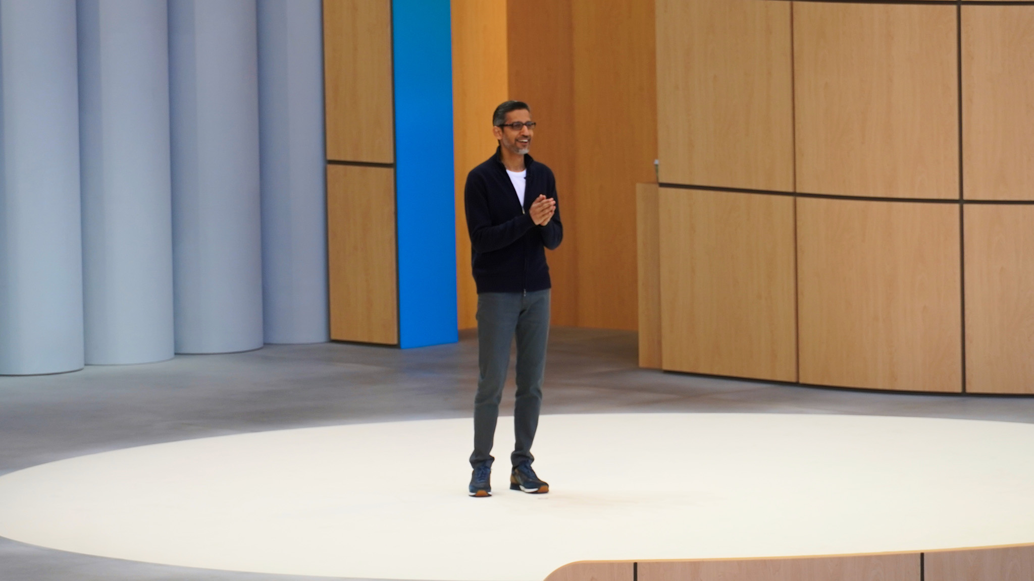 Sundar Pichai on stage at Google I/O 2025