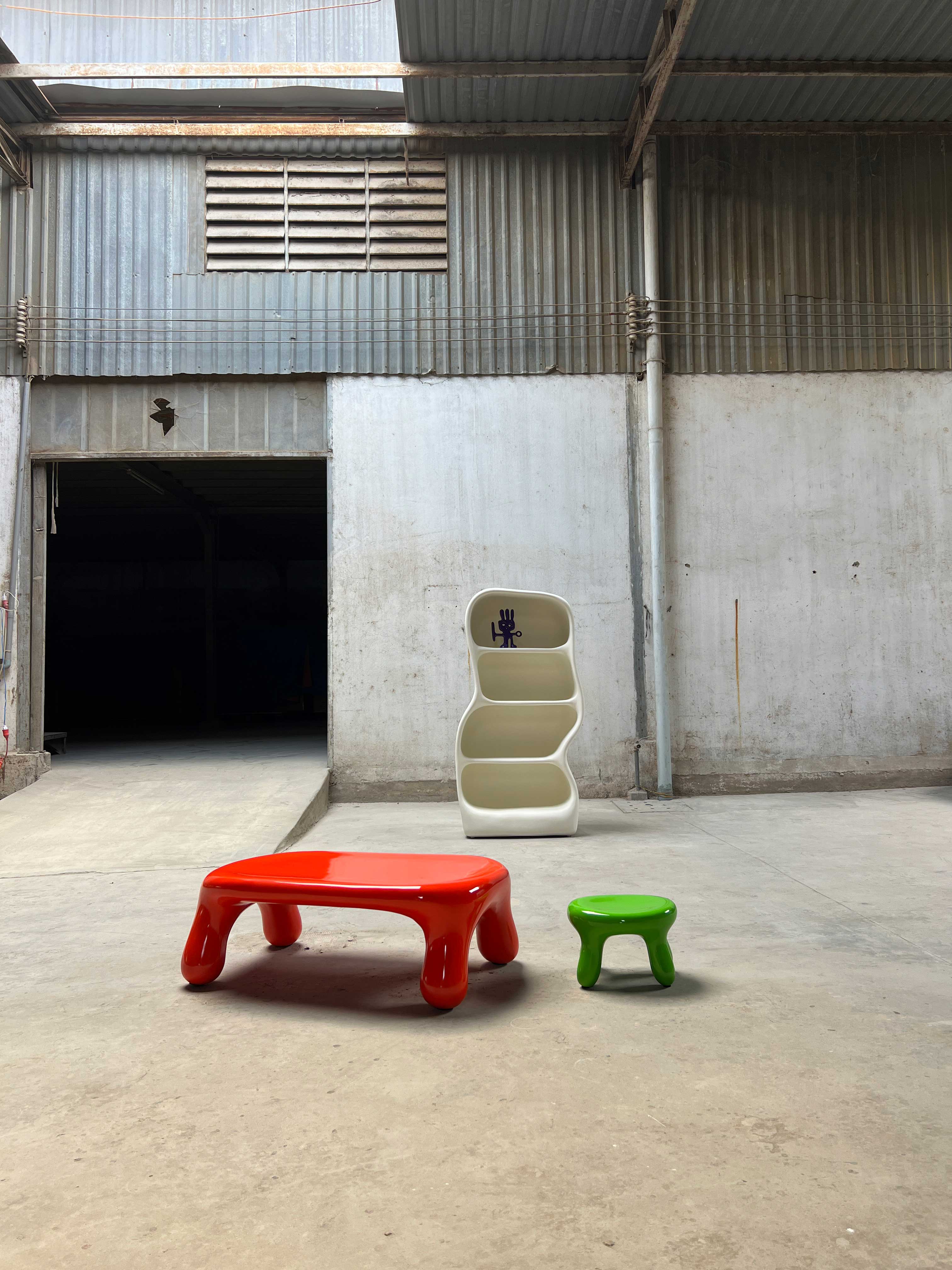 Furniture by Jessica Anne Woodley featuring curved lines and bold surfaces