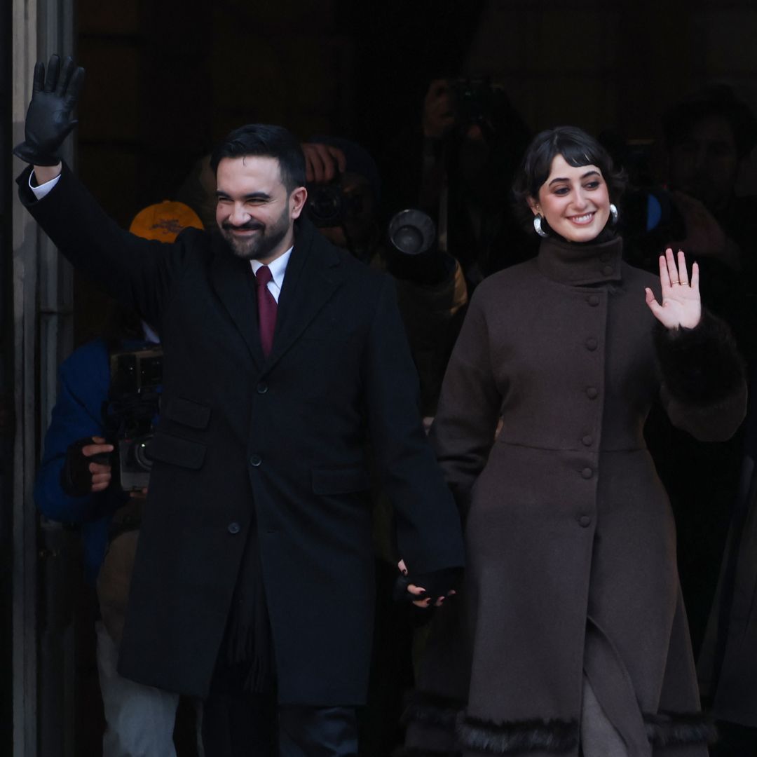 Zohran Mamdani and Rama Duwaji at the new york city mayoral inauguration