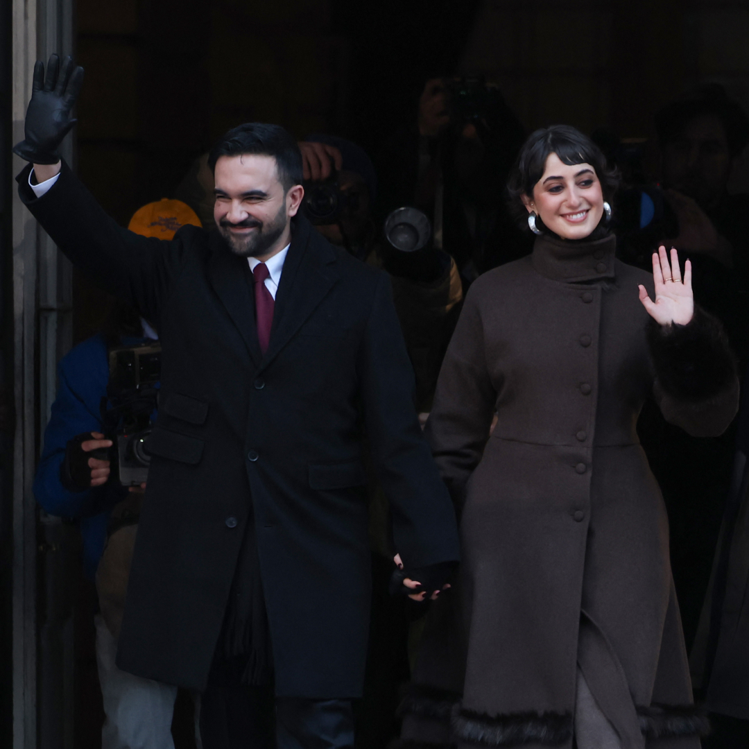 Zohran Mamdani and Rama Duwaji at the new york city mayoral inauguration