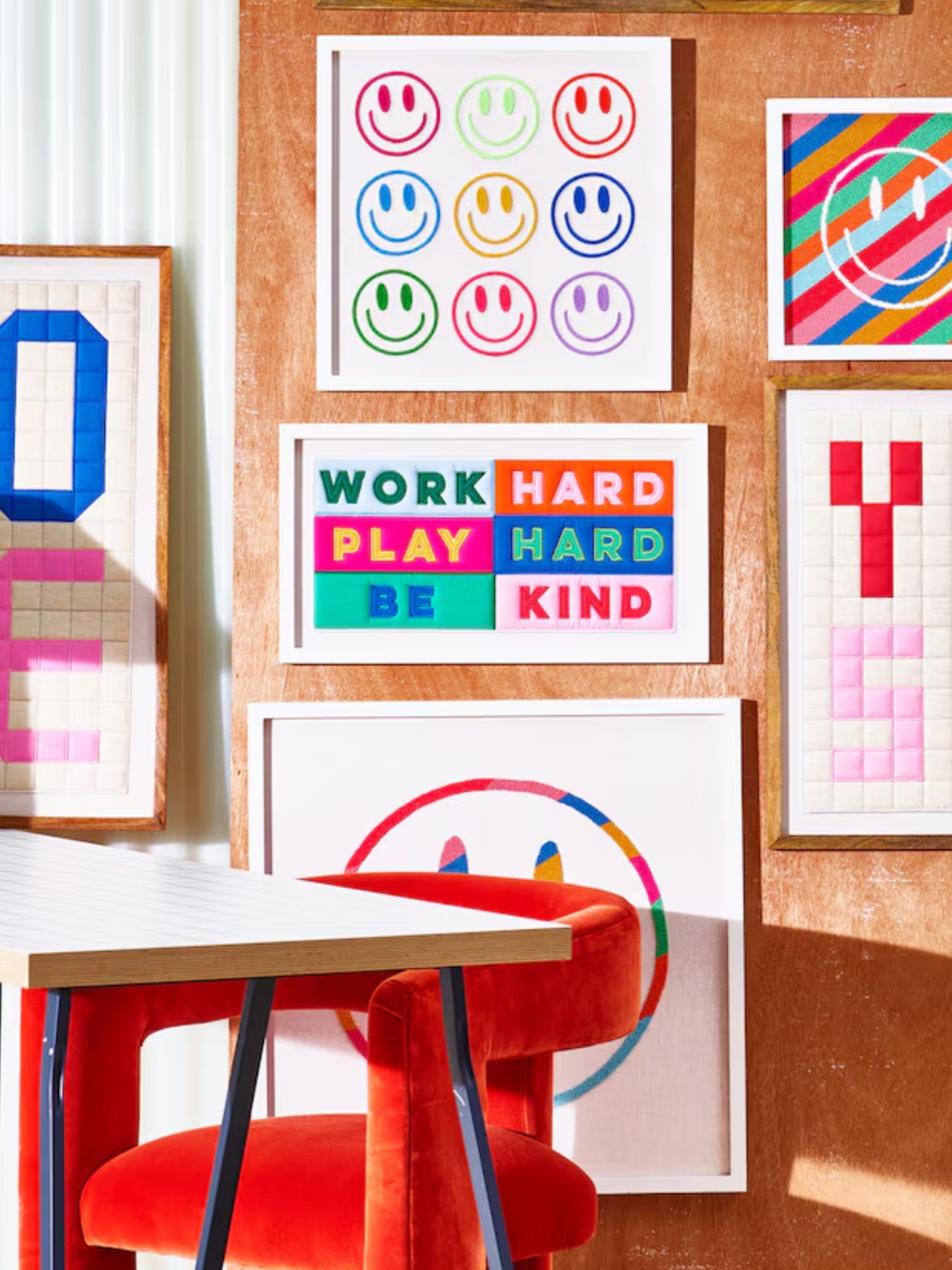 Oliver Bonas , Work Hard Applique Fabric Framed Wall Decor