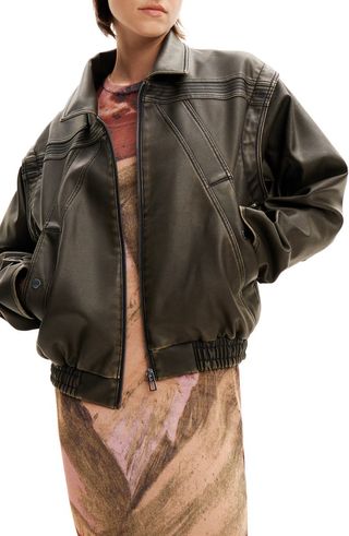 Henry Faux Leather Jacket With Removable Sleeves