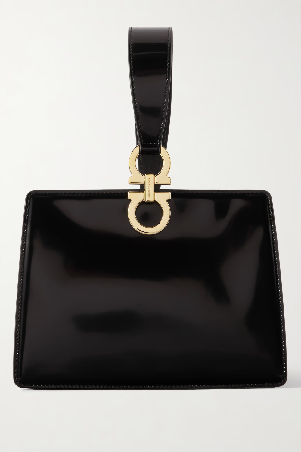 FERRAGAMOMini Embellished Glossed-Leather Clutch