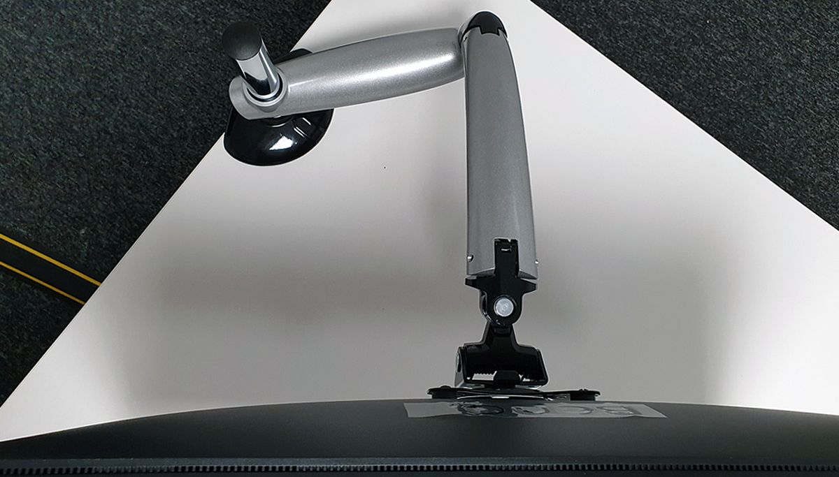 The rear view shows how simple the mechanics are and also allows further, simple alterations to move the monitor.