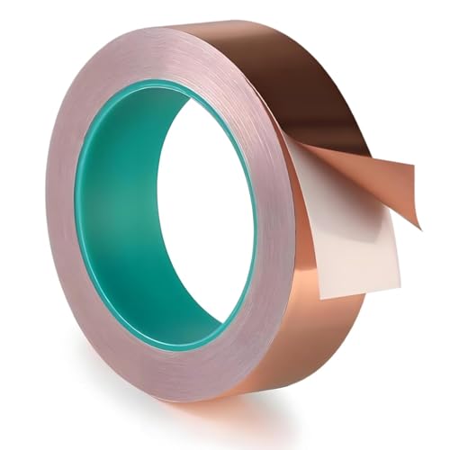 Wasaii 20mmx25m Copper Tape Slug Repellent Tape Copper Tape for Slugs Copper Foil Tape for Stained Glass Slug Tape Conductive Adhesive Copper Strip Outdoor Indoor Use Anti Slug Snail Repellent