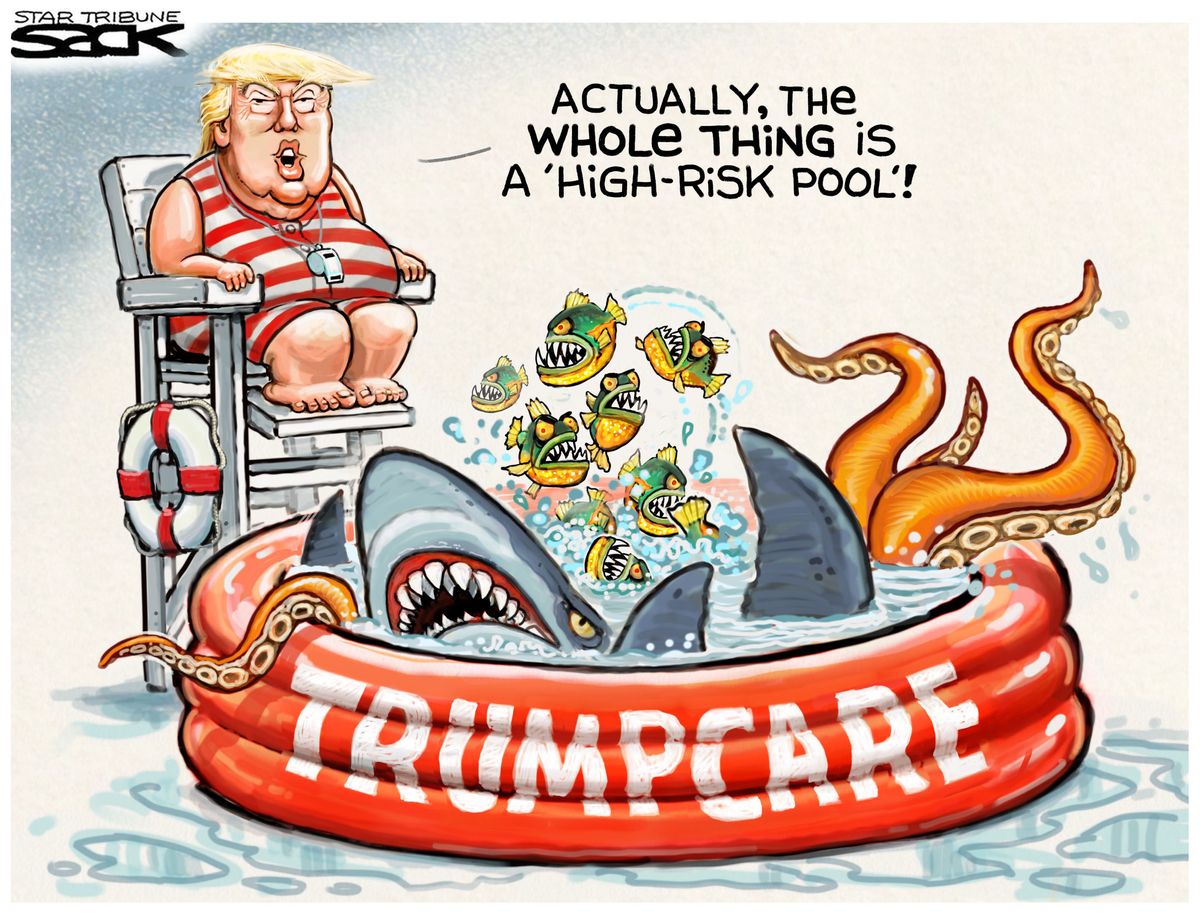 Political Cartoon U.S. Trumpcare Ryancare Obamacare Health Care Trump ...