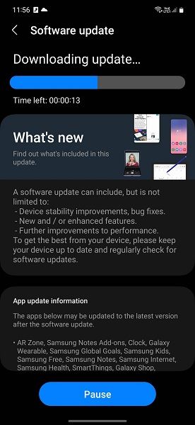A Galaxy S23 receiving the February 2023 security patch.