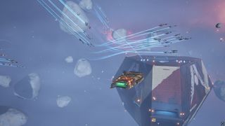 A screenshot showing multiple ships in Homeworld 3.