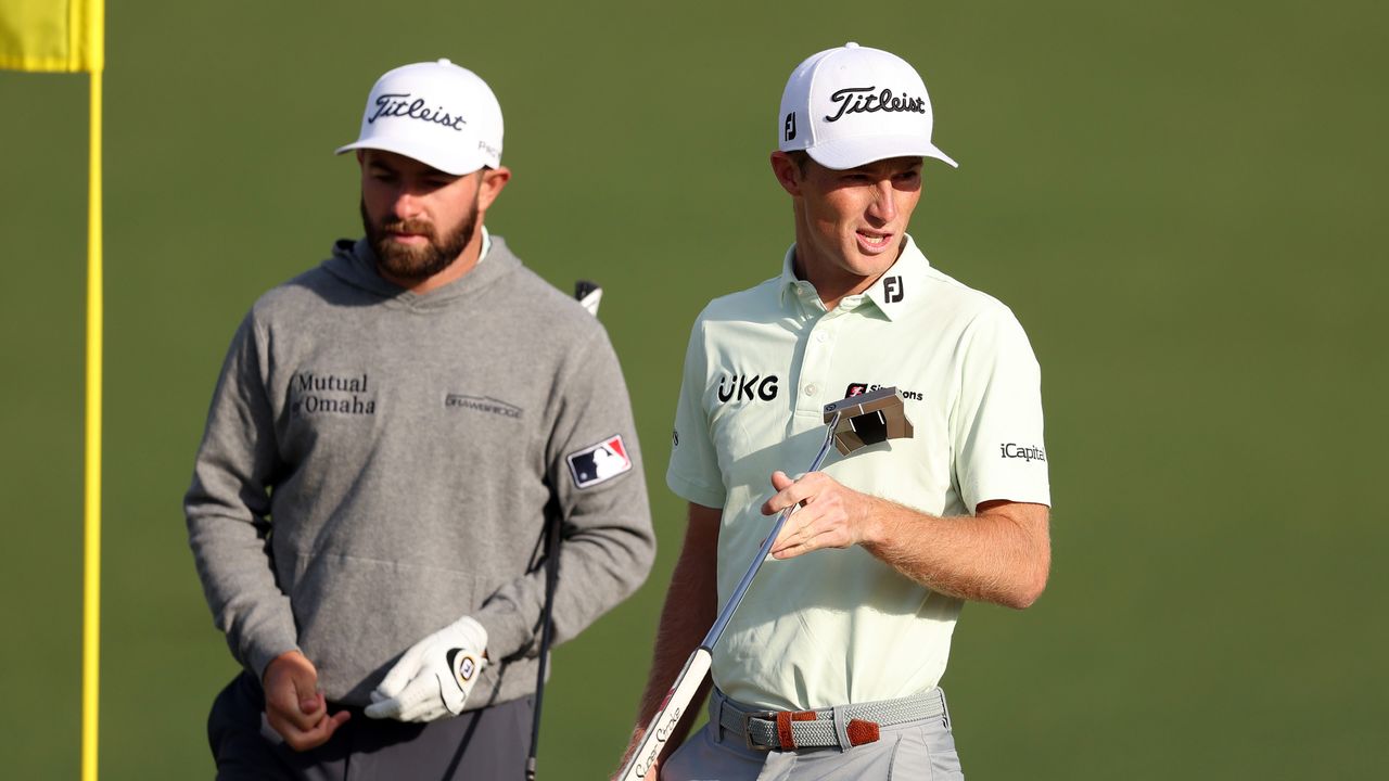 Cameron Young and Will Zalatoris in a practice round before The Masters