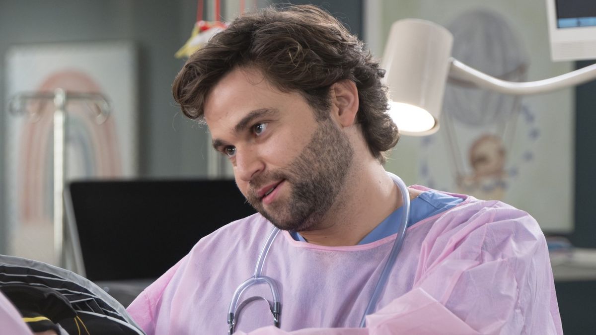 Levi Schmitt (Jake Borelli) treats a baby and talks to Jo on his final episode as a Grey&#039;s Anatomy regular, &quot;If You Leave,&quot; which aired November 14, 2024.