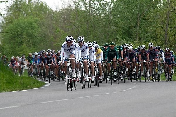 FDJ-BigMat, the team of race leader Nacer Bouhanni, controls the pace in the peloton.
