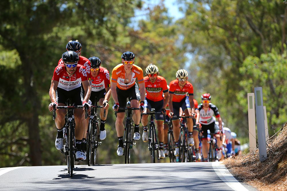 The peloton in action during stage 2