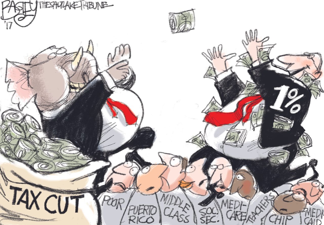 Political cartoon U.S. GOP tax cuts wealthy