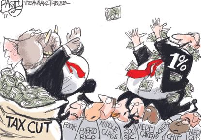 Political cartoon U.S. GOP tax cuts wealthy