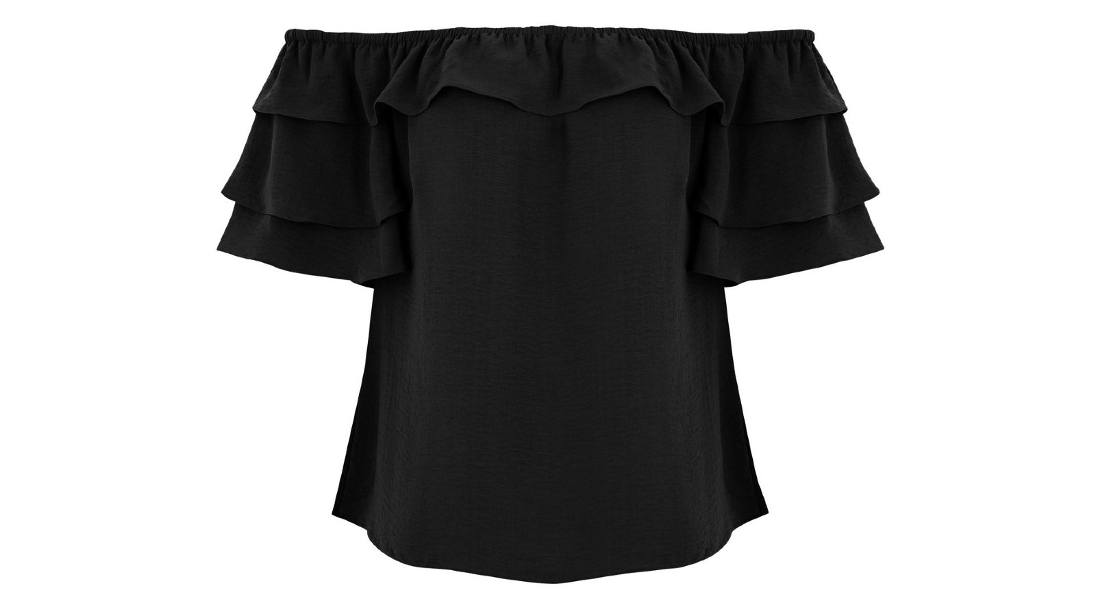 New Look Curves black ruffle top
