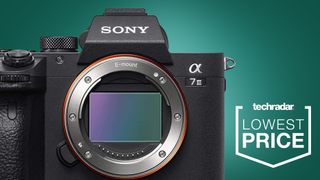 The Sony A7 III camera on a green background