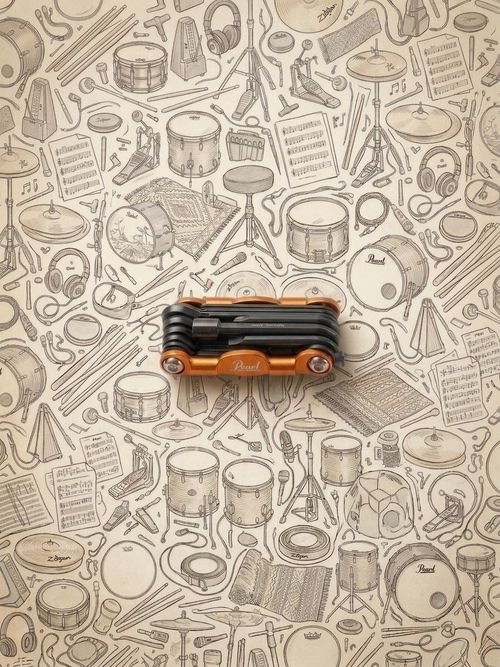 Tech tool combination drum key and drum set multi-tool