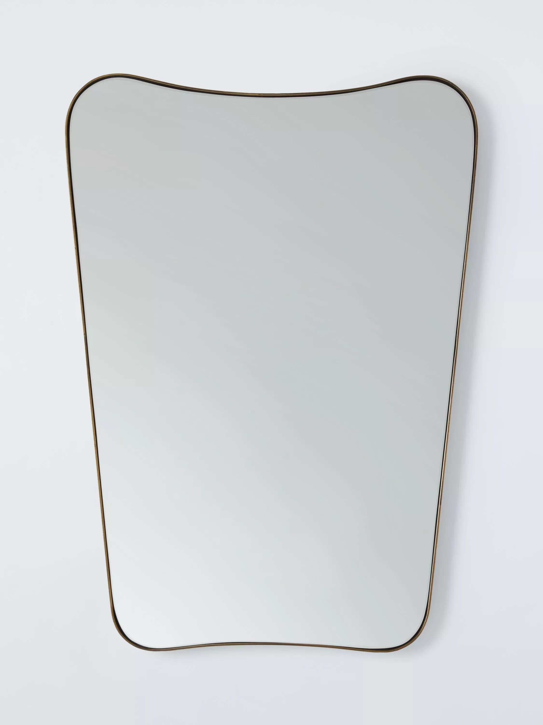 John Lewis Mid-Century Curved Metal Frame Wall Mirror, 70 X 50cm, Antique Brass