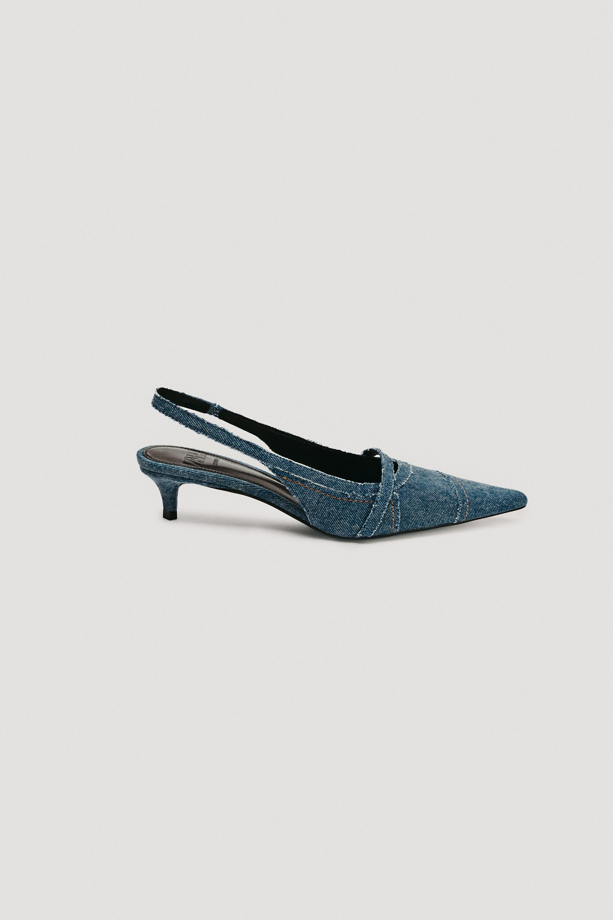 Limited Edition Denim Kitten Heel Slingbacks