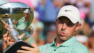 Rory McIlroy with the trophy after his Tour Championship win in 2022 at East Lake