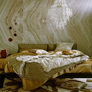 bedroom with textured walls
