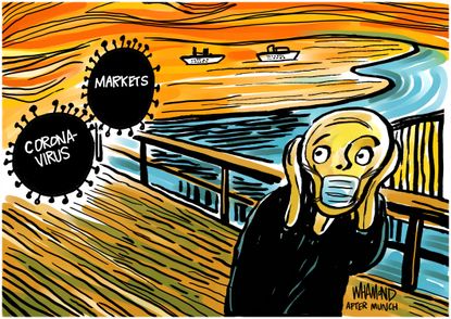 Editorial Cartoon U.S. Trump The Scream Edvard Munch coronavirus painting