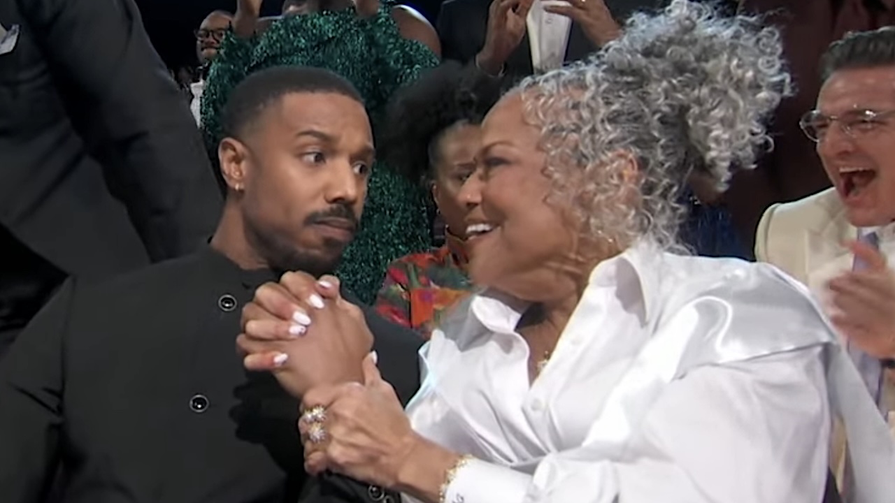 Michael B Jordan and mother Donna Jordan at Oscars