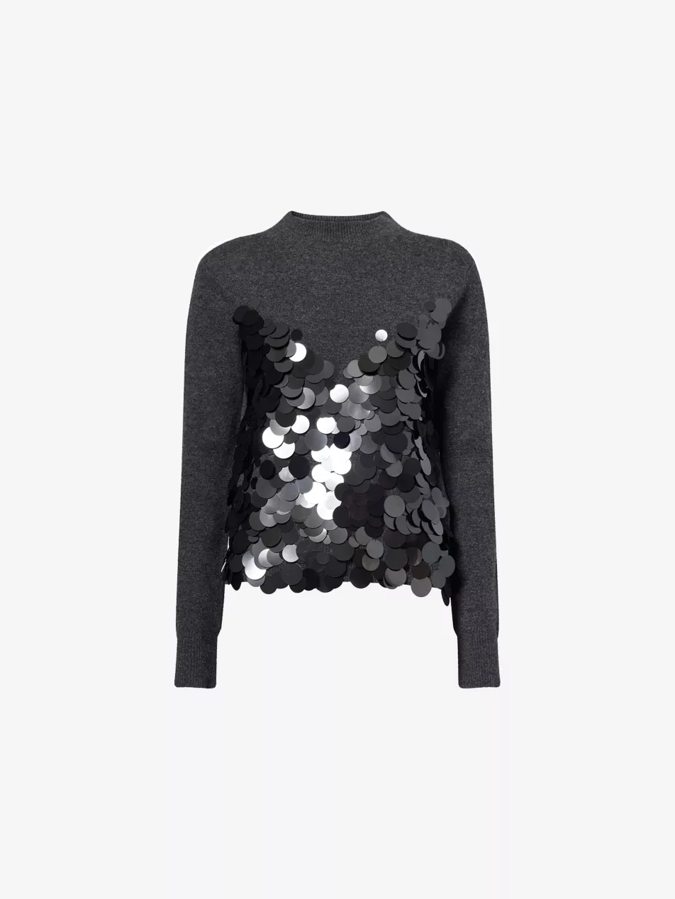 Sequin-Embellished Wool Jumper - S