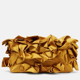 Dries Van Noten Ruffled silk satin clutch