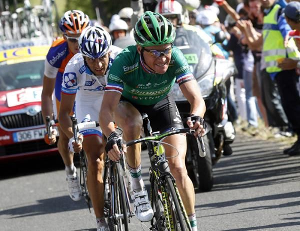 Thomas Voeckler (Europcar) gives it his all in the winning break in the race finale.