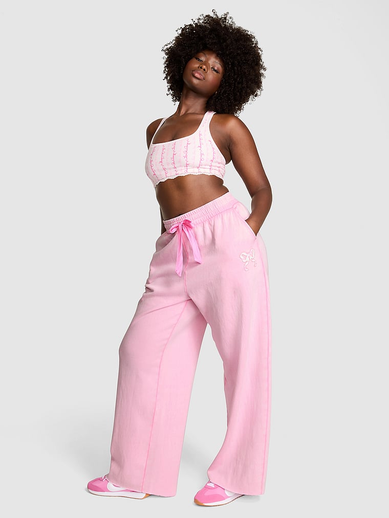 Pink X Loveshackfancy Wide-Leg Sweatpants