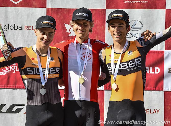 U23 Men podium, left to right: Nickolas Zukowsky, Adam Roberge, Adam Jamieson